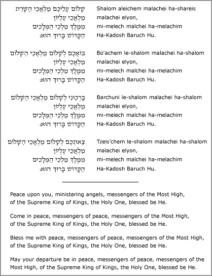 Traditional Ashkenazi Shalom Aleichem (Audio & Text)