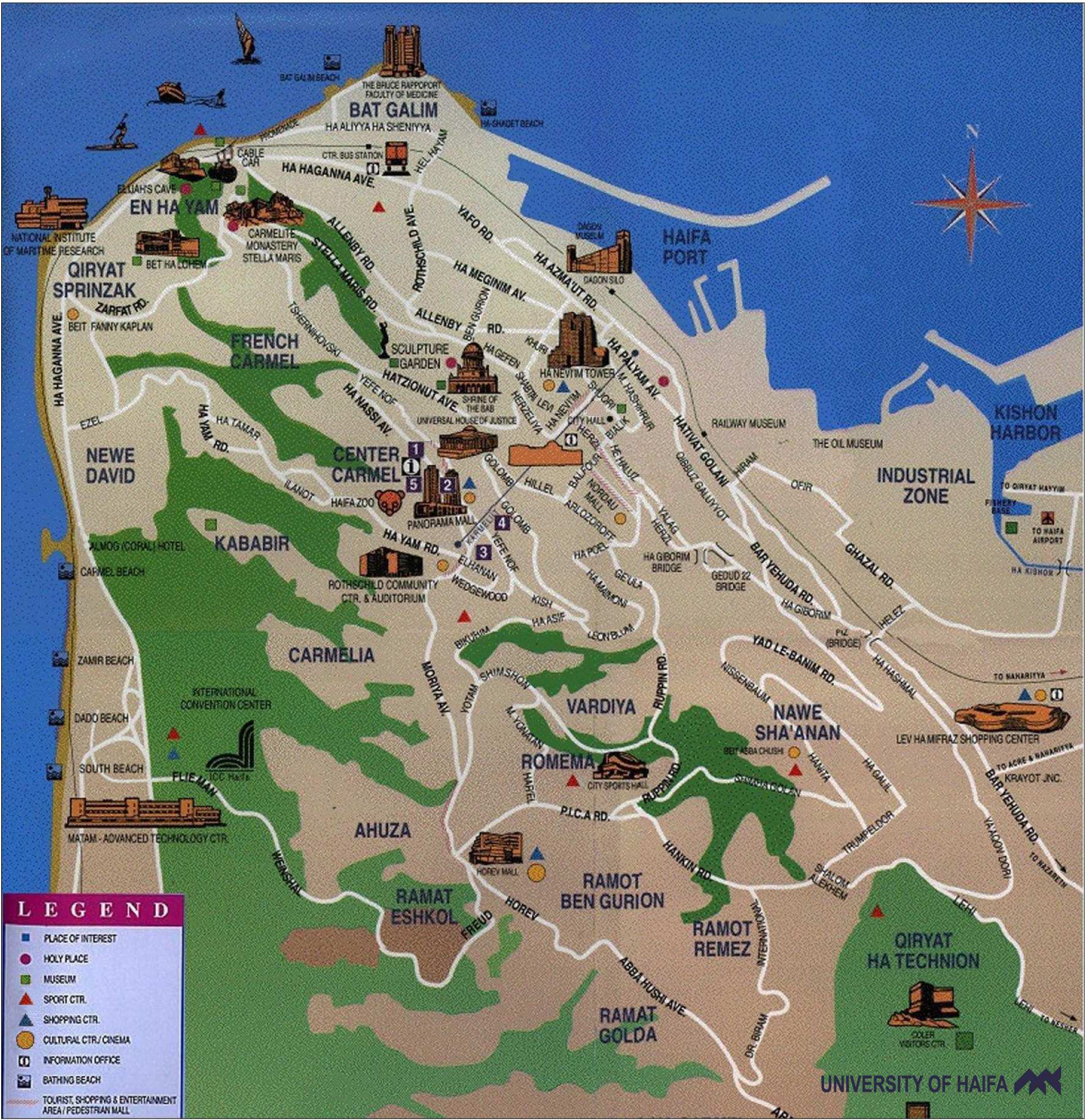 Haifa Maps: Attractions & Public Transportation Routes