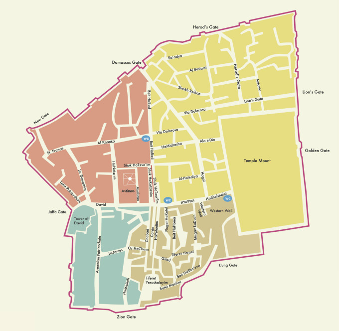 Maps of Each of the Four Quarters of the Old City