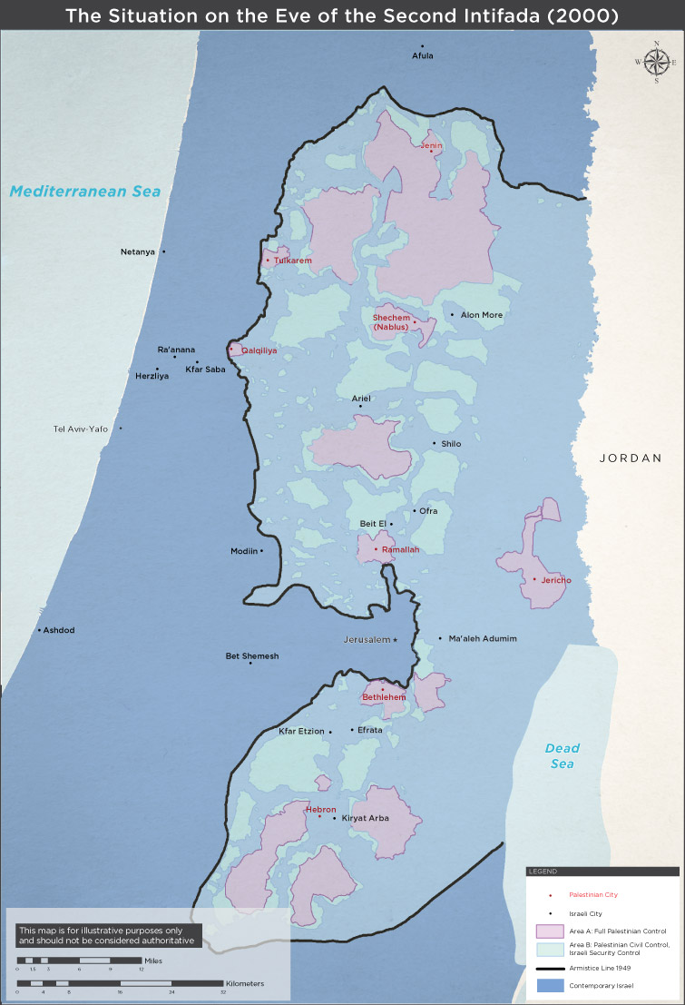 Map: The Situation on the Eve of the Second Intifada (2000)